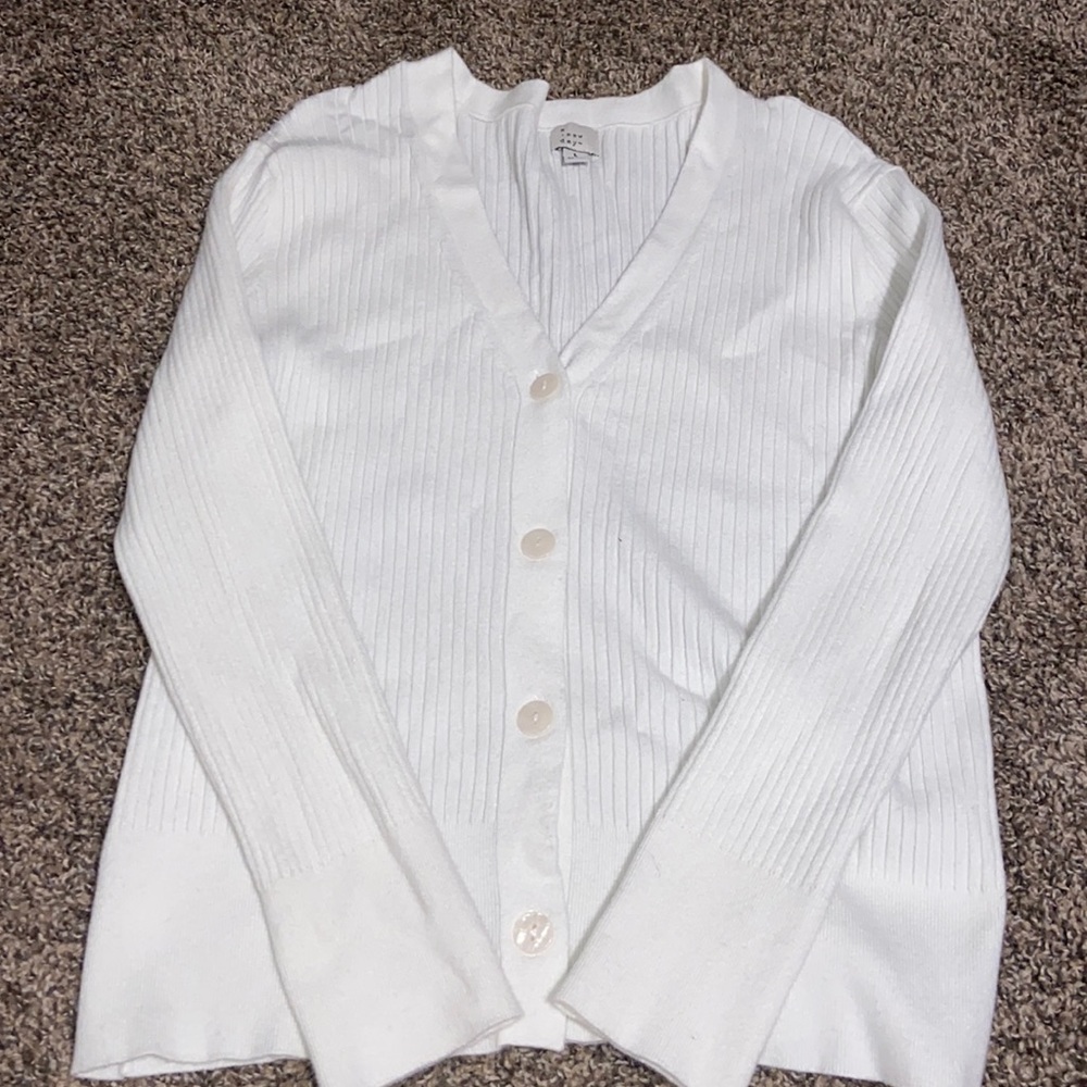 White Buttoned Down Cardigan Sweater